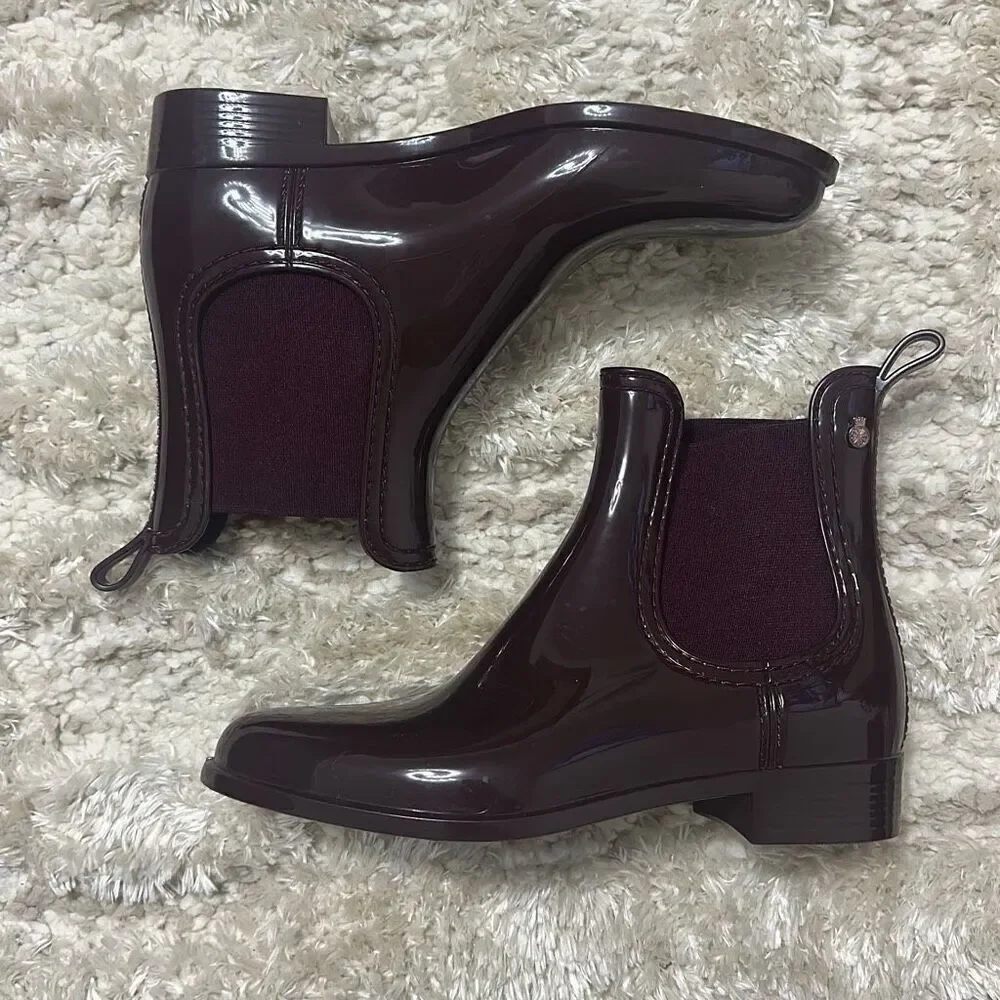 Lemon Jelly Comfy Chelsea Ankle Rain Booties Women’s Sz 39 Bordeaux Purple